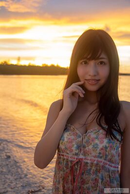 Photo catégorisée avec : Asian, Momo Sakura, Beach, Cute, Japanese, Smiling