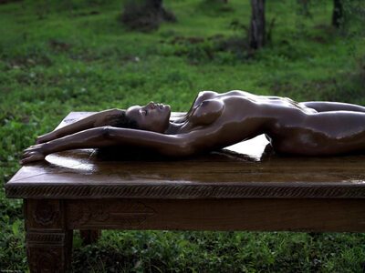 Photo catégorisée avec : Skinny, Black, Hegre Art, Boobs, Oiled, Sexy Wallpaper, Small Tits, Tummy