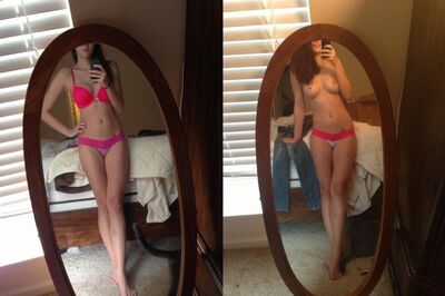 Photo catégorisée avec : Skinny, Brunette, Legs, Lingerie, Mirror, Selfie, Small Tits